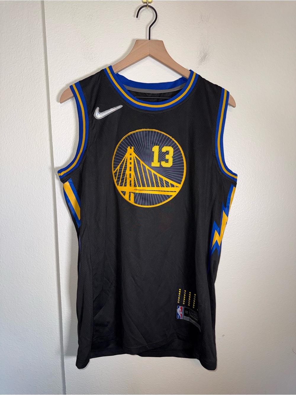 NBA NIKE Golden State Warriors Adebayo #13 black blue athletic Gameday jersey L